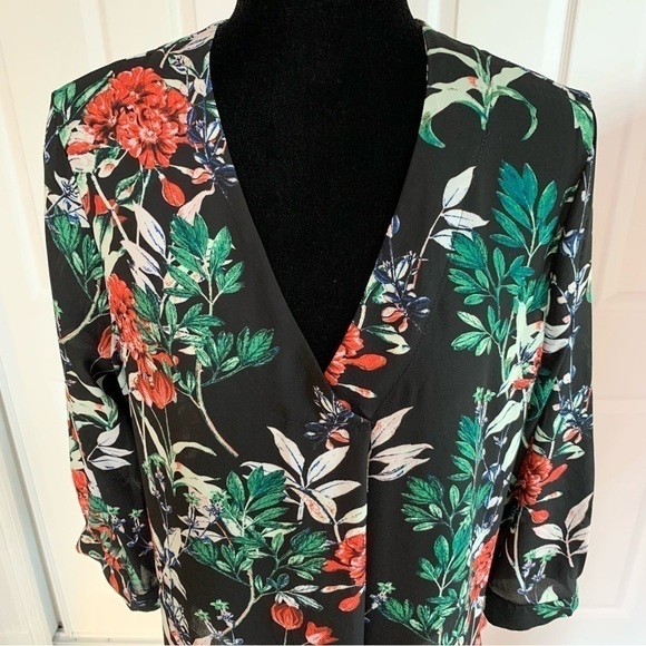 Rose & Olive Black and Red floral Print Blouse - Picture 3 of 7